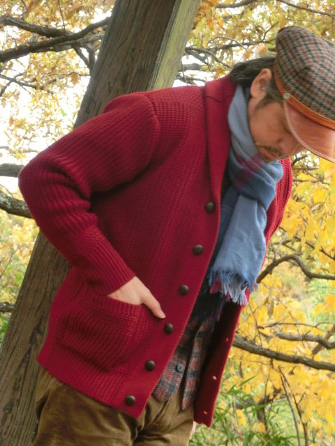 BONCOURA ショールカラーニットカーディガン　ボンクラ 40バーガンディ BONCOURA ショールカラーニットカーディガン ボンクラ 40バーガンディ