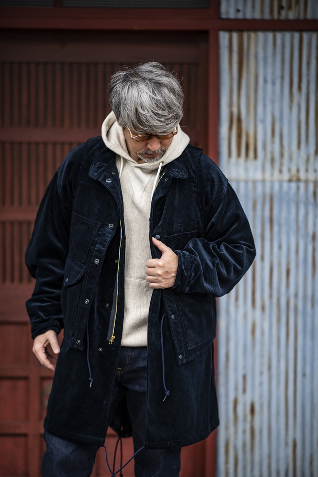 【値下げ中】ブラウン コットン混紡 モッズコート コットン/ナイロンパネル刺繍モッズコート (MENS/WOMENS